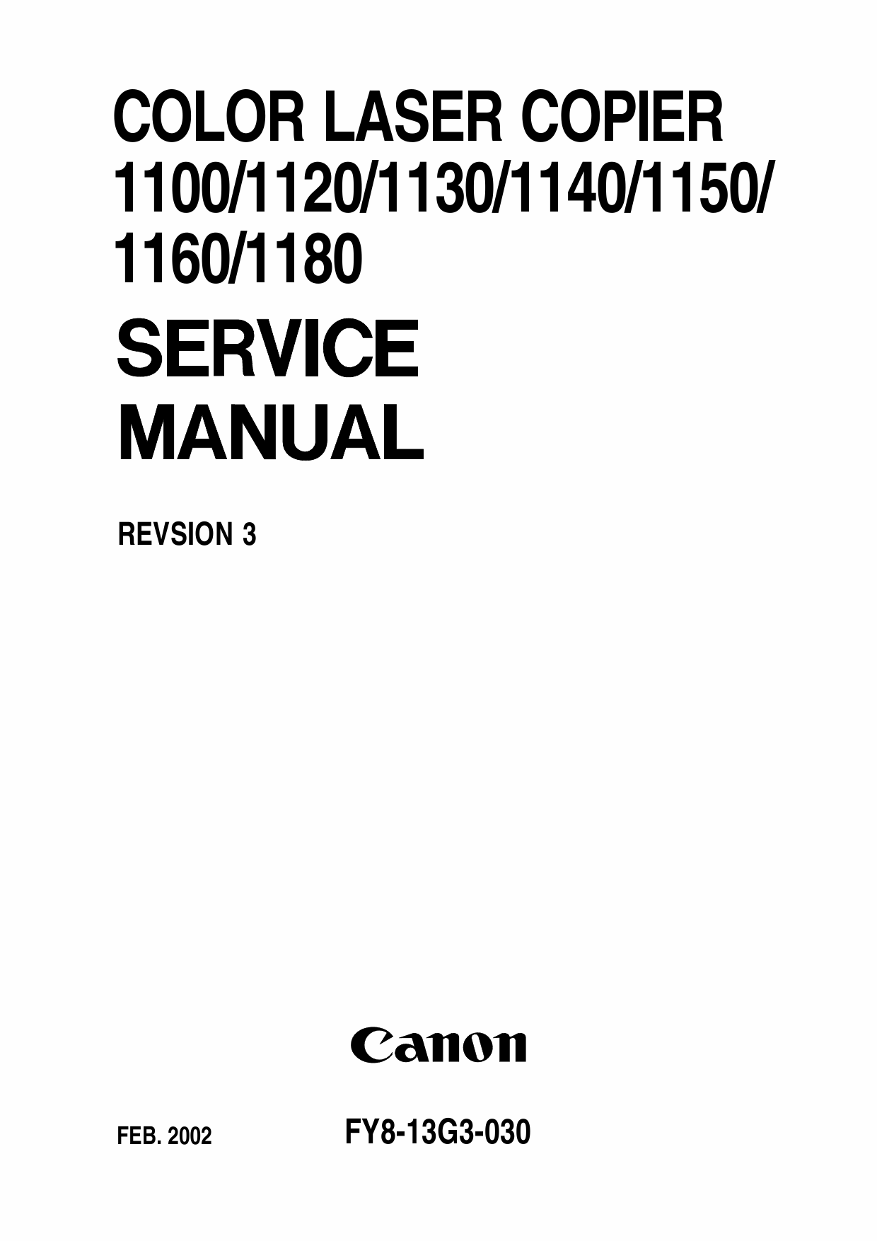 Canon ColorLaserCopier CLC-1100 1120 1130 1140 1150 1160 1180 Parts and Service Manual-1
